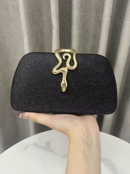 Irregularity Chains Lock Shiny Crossbody Bags Evening Bags Clutches