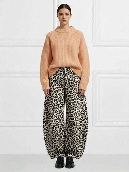 Bloomers Loose Leopard Pockets Pants
