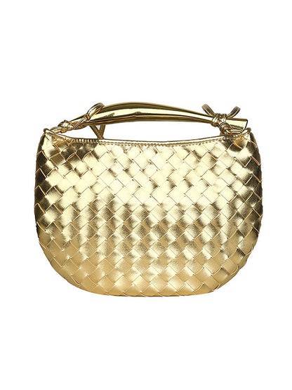 Geometric Split-Joint Woven Zipper Bags Handbags