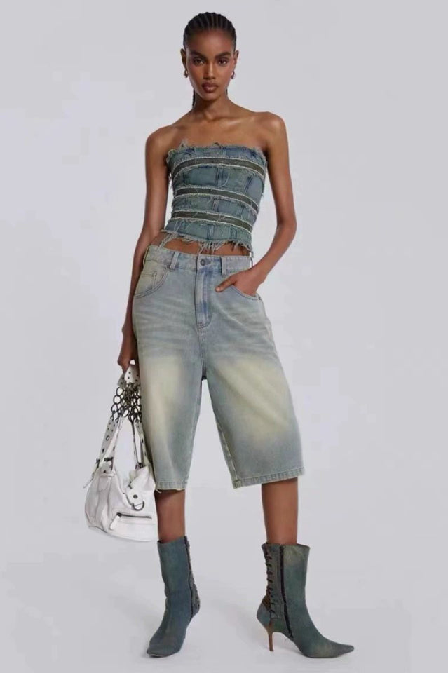 Light Wash Jumbo Jorts