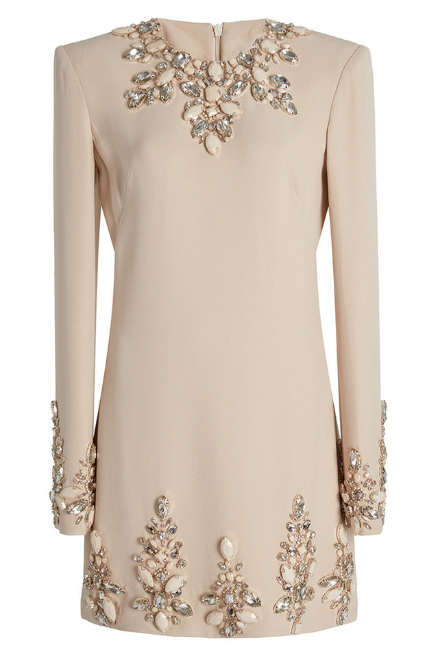 Long Sleeve Crystal A Line Dress