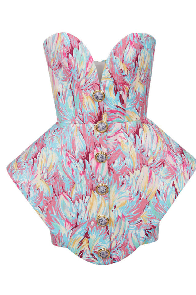 Peplum-Bustier Mini Dress