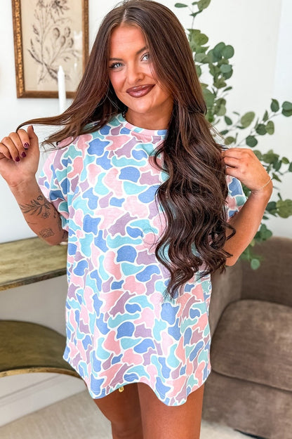 Pastel Camo Print Oversized T-Shirt