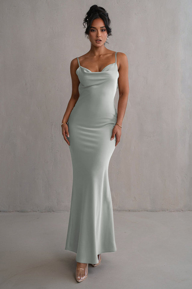 Ivory Floral Trims Satin Gown S Mint
