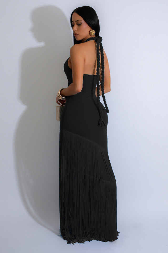 Coastal Rhythm Fringes Maxi Dress