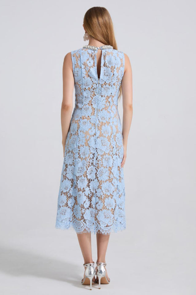 Ariana Floral Lace Sleeveless Midi Dress