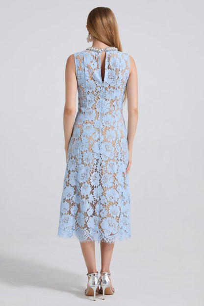 Ariana Floral Lace Sleeveless Midi Dress