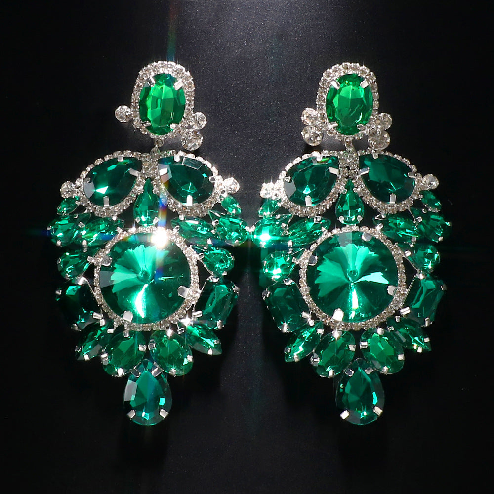 Geometric Rhinestone Dangle Earrings