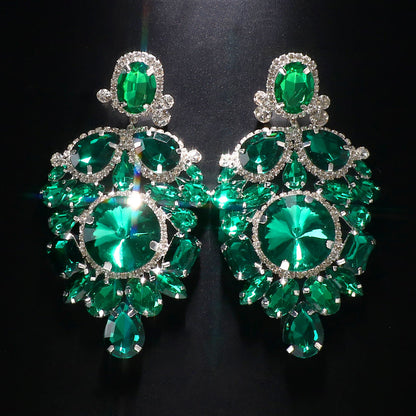 Geometric Rhinestone Dangle Earrings