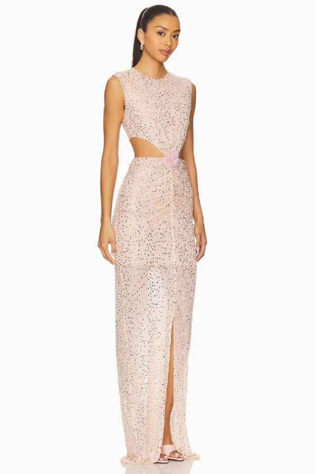 Crystal Embellished Cut Out Gown