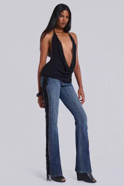 Tatiana Backless Studded Top