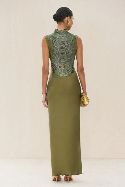 Fedde Fringe Satin Skirt Set
