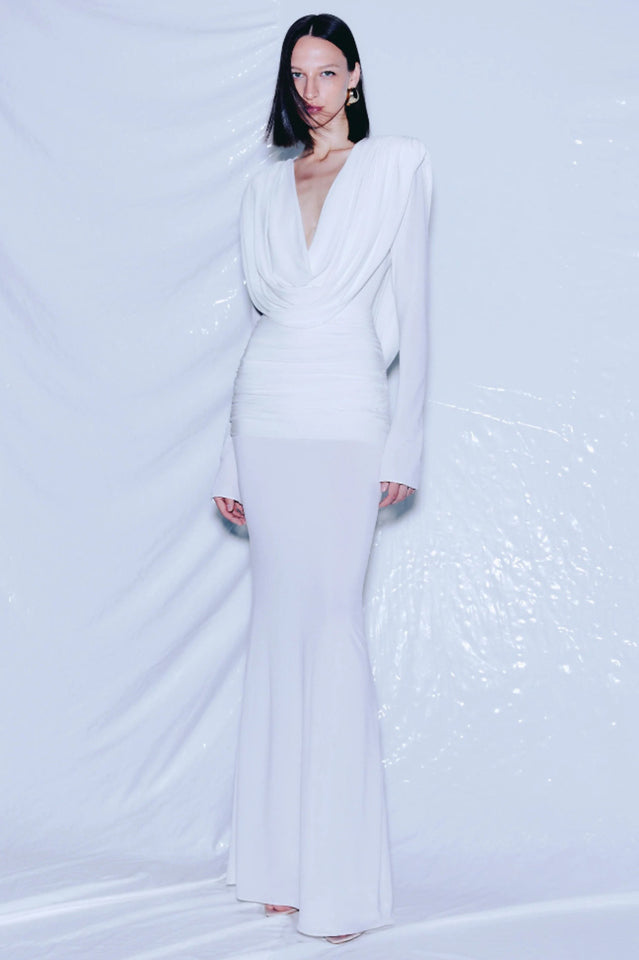 Draped Cowl Neck Maxi Dress