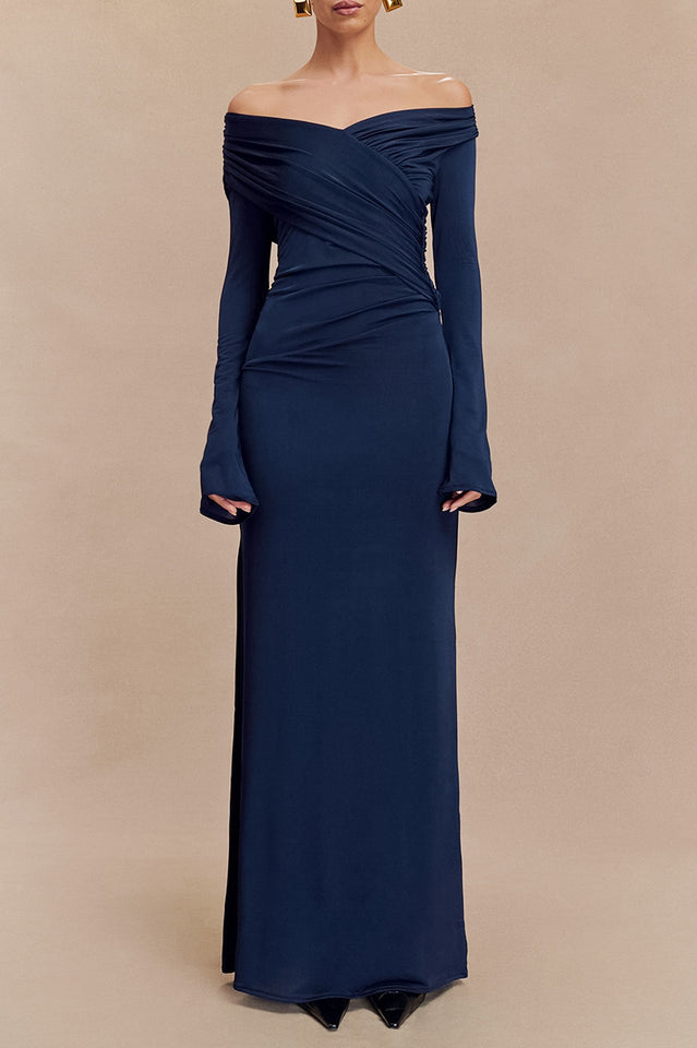 Therese Off Shoulder Ruched Maxi Dress