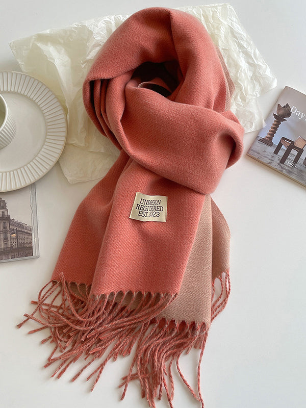 Keep Warm Tasseled Shawl&Scarf PINK One_size