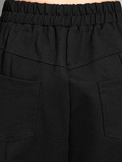 Pantalon sarouel décontracté, simple, ample, élastique, couleur unie 