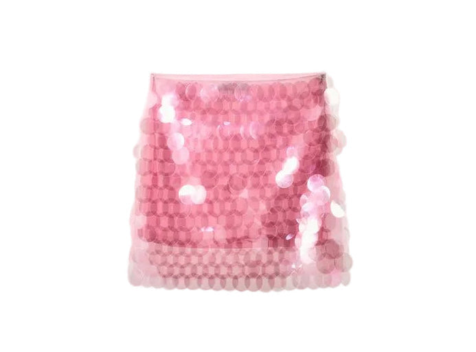 Women Sequin Mini Skirt | Low Rise Bodycon Skirt Pink