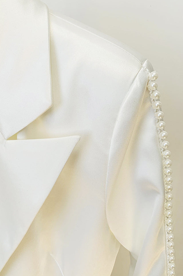 Ossie Pearl Embellished Cutout Blazer Set