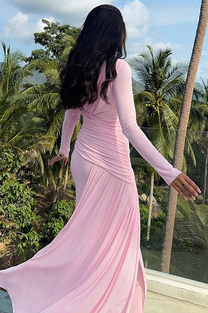 Casey Asymmetric Ruched Bodice Maxi Dress