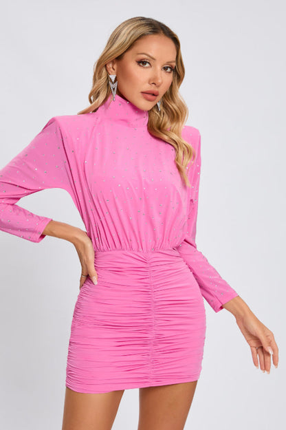 Turtle Crystal Embellished Draped Mini Dress