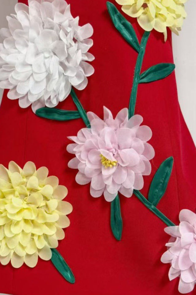 Sibyl Floral Applique Sleeveless Mini Dress