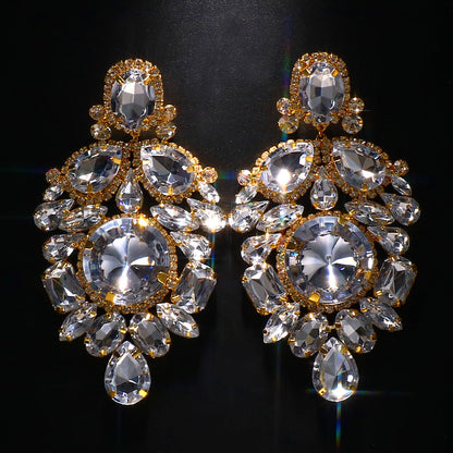 Geometric Rhinestone Dangle Earrings