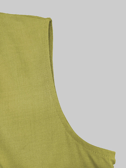 Robe longue trapèze ample à poches plissées, fermeture éclair fendue et col rond 