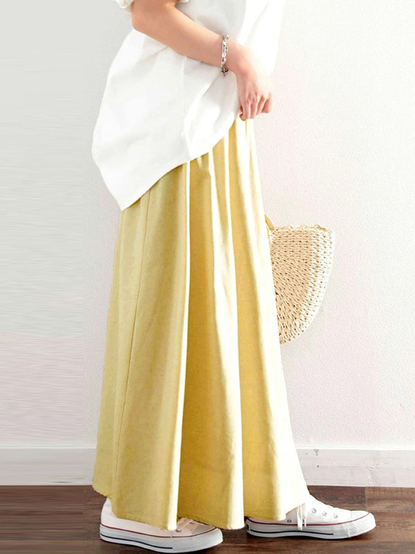 A-Line Loose Elasticity Solid Color Skirts Bottoms