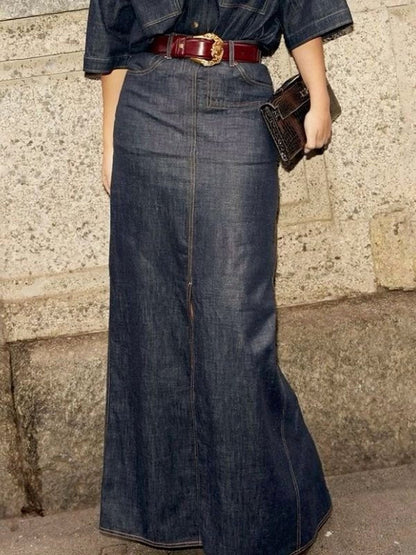 Column No Belt Solid Color Zipper Skirts Bottoms