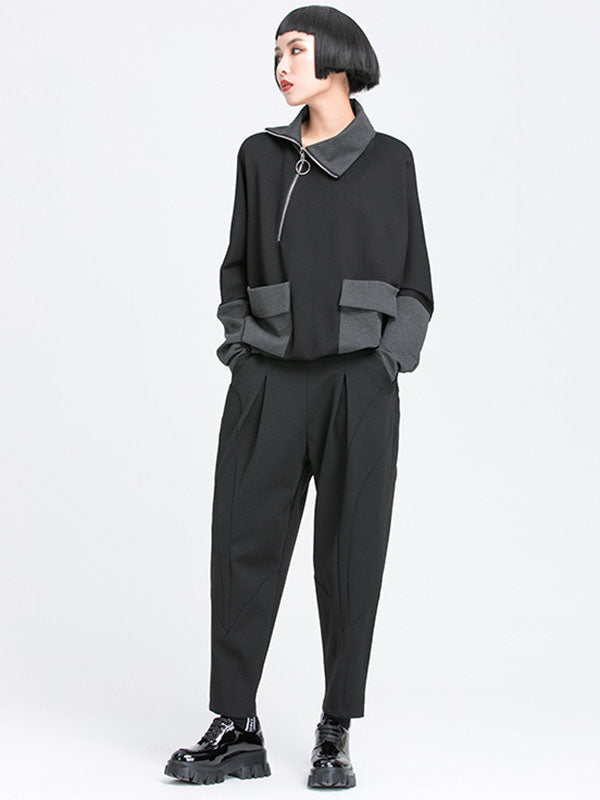 Pantalon sarouel simple, ample, élastique, couleur unie, décontracté 