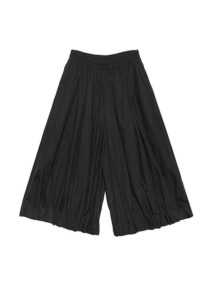 Stylish Black Solid Color High Waisted Wide Leg Pants
