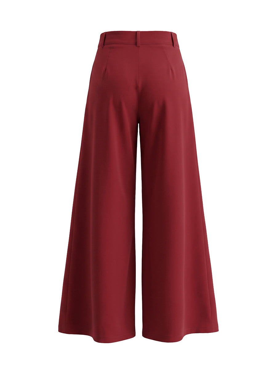 Solid Color Pleated Wide Pants Wide Leg Pants