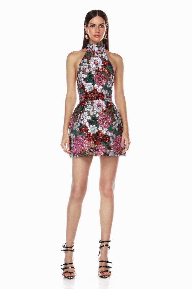Polasa Sequins Flower Mini Dress