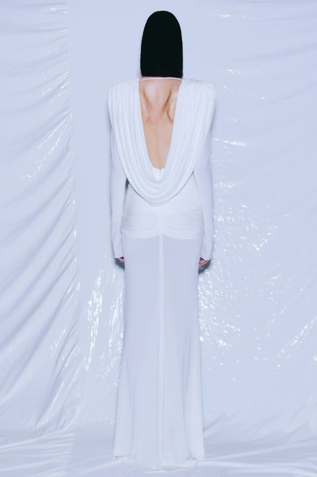 Draped Cowl Neck Maxi Dress