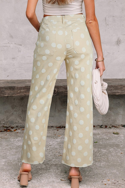 Polka Dot Wide-Leg Cropped Pants