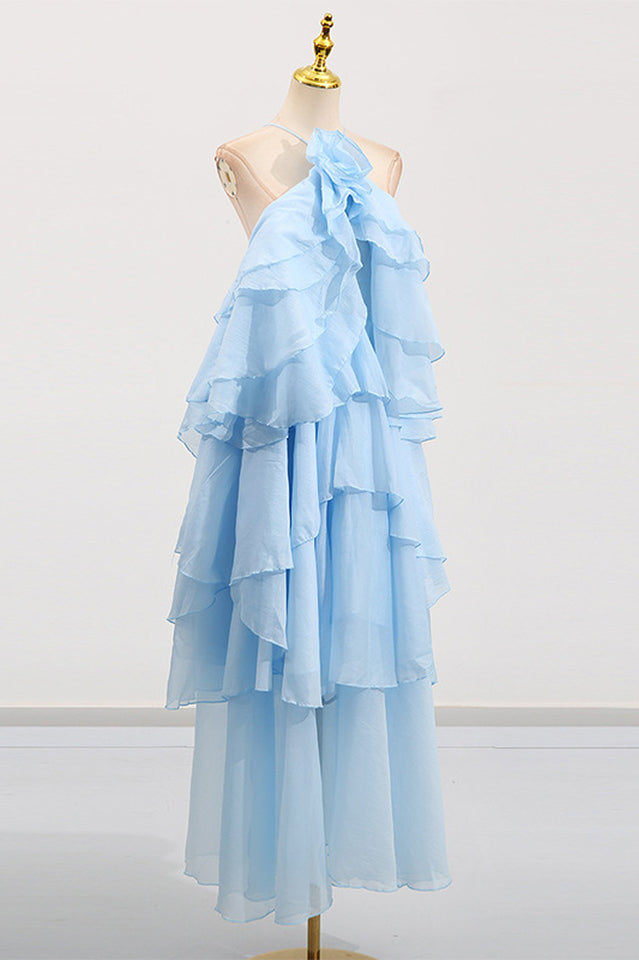 Sibley Halterneck Tiered Ruffle Maxi Dress