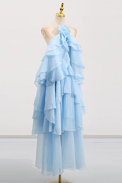 Sibley Halterneck Tiered Ruffle Maxi Dress
