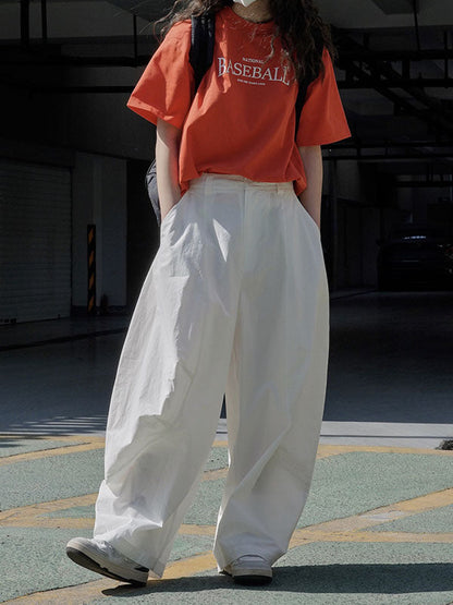 Loose Wide Leg Solid Color Split-Joint Casual Pants Bottoms Trousers