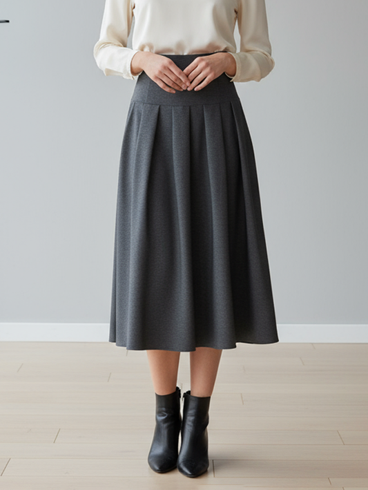 A-Line Pleated Solid Color Zipper Skirts Bottoms
