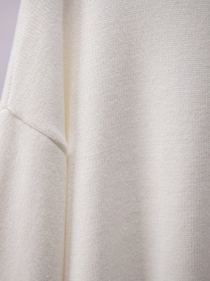 High-Low Long Sleeves Solid Color Split-Joint High Neck Sweater Tops