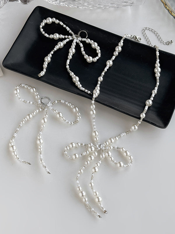 Bowknot Drop Earrings + Necklaces Accessories