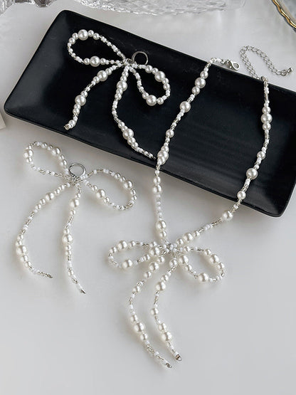 Bowknot Drop Earrings + Necklaces Accessories