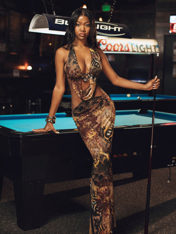 Sexy Cutout Printed Dress