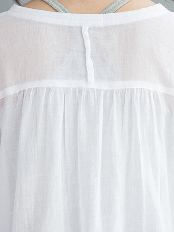 Original Solide Sonnenschutz-Bluse mit V-Ausschnitt 