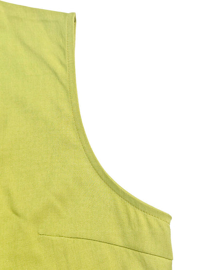 Zipper Solid Color Pockets Pleated Sleeveless A-Line Round-Neck Mini Dresses
