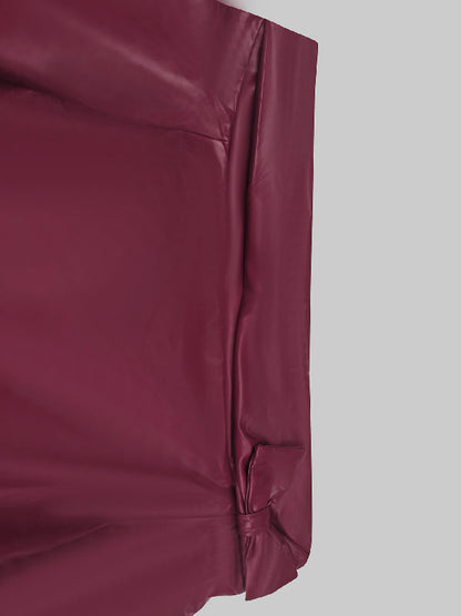 Langarm-Puffärmel, asymmetrischer Knoten, einfarbig, schulterfrei, Oberteil mit Hemd und Hose, zweiteiliges Set 