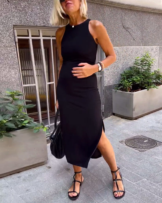 Casual Sleeveless Slim Slit Dress