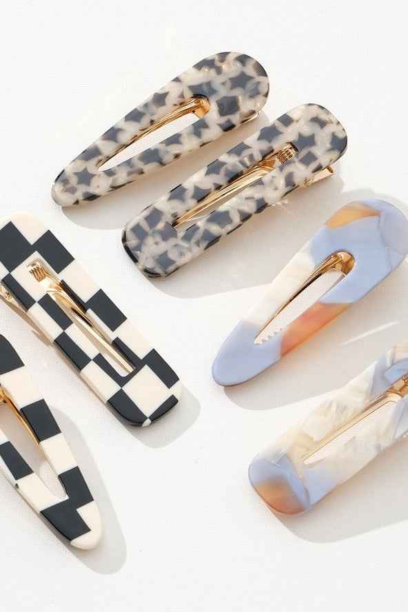 Gemma Printed Barrette Hair Clip, Set of 2