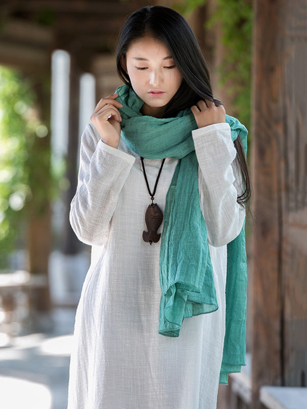 8 Colors Vintage Solid Color Ramie Cotton Shawl Scarf