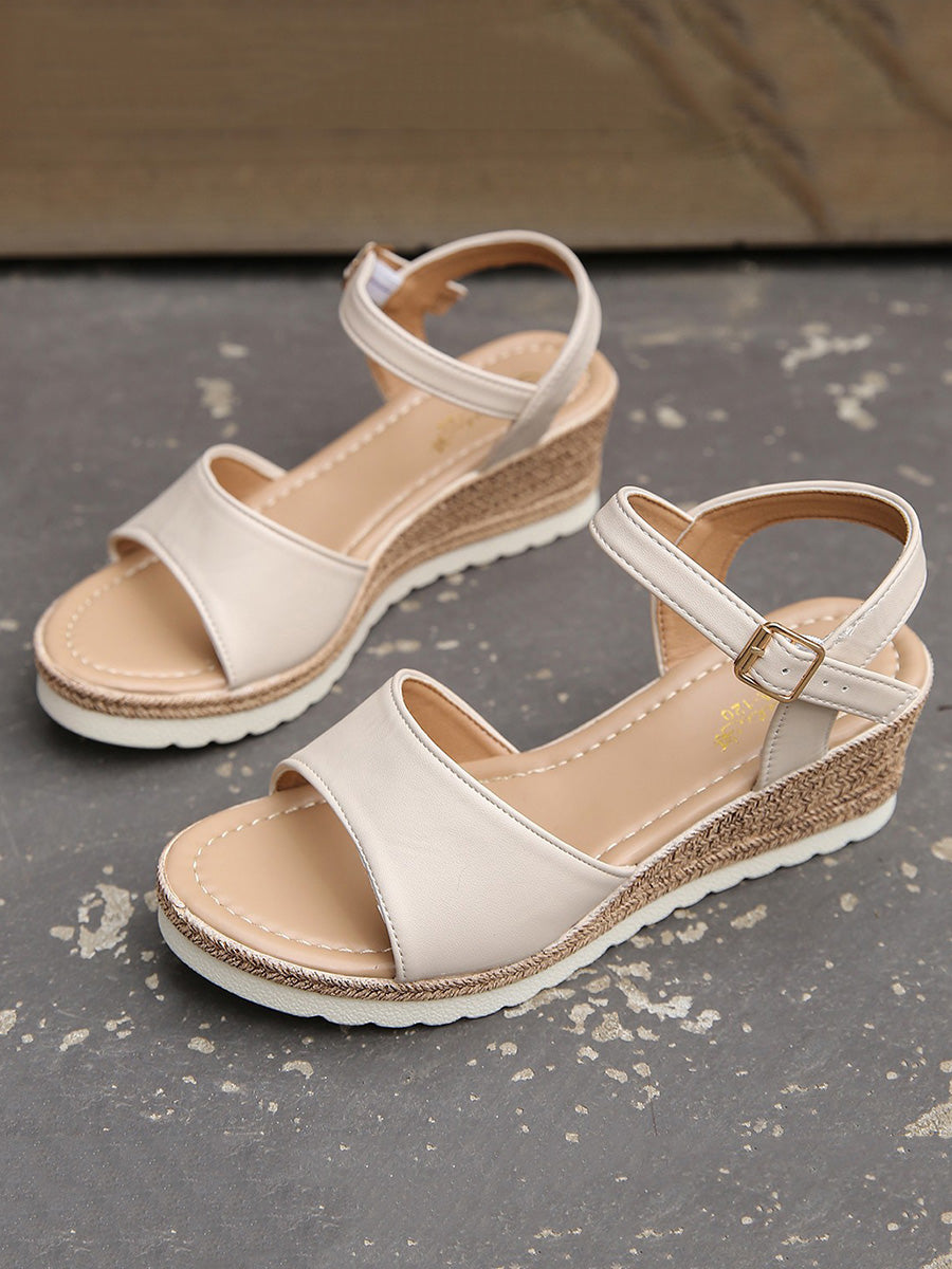 Ankle Strap Espadrilles Buckle Open Toe Sandals Wedges & Flatform Shoes